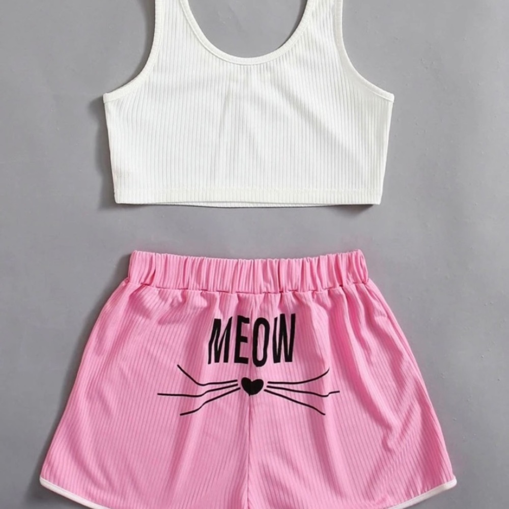 Two piece here kitty kitty pajama set